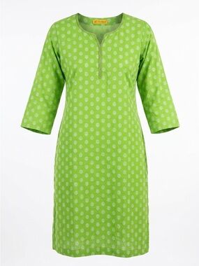 Handloom Green Printed Kurta Dress by